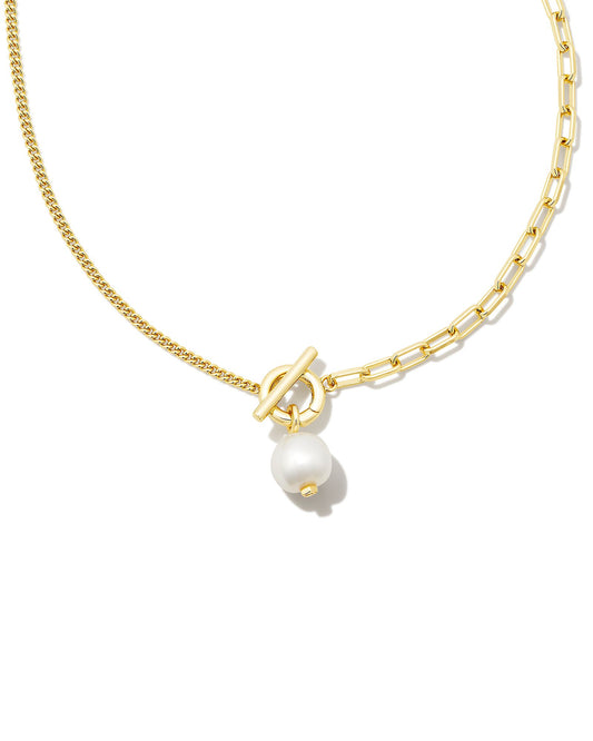 Kendra Scott Leighton Gold Pearl Chain Necklace