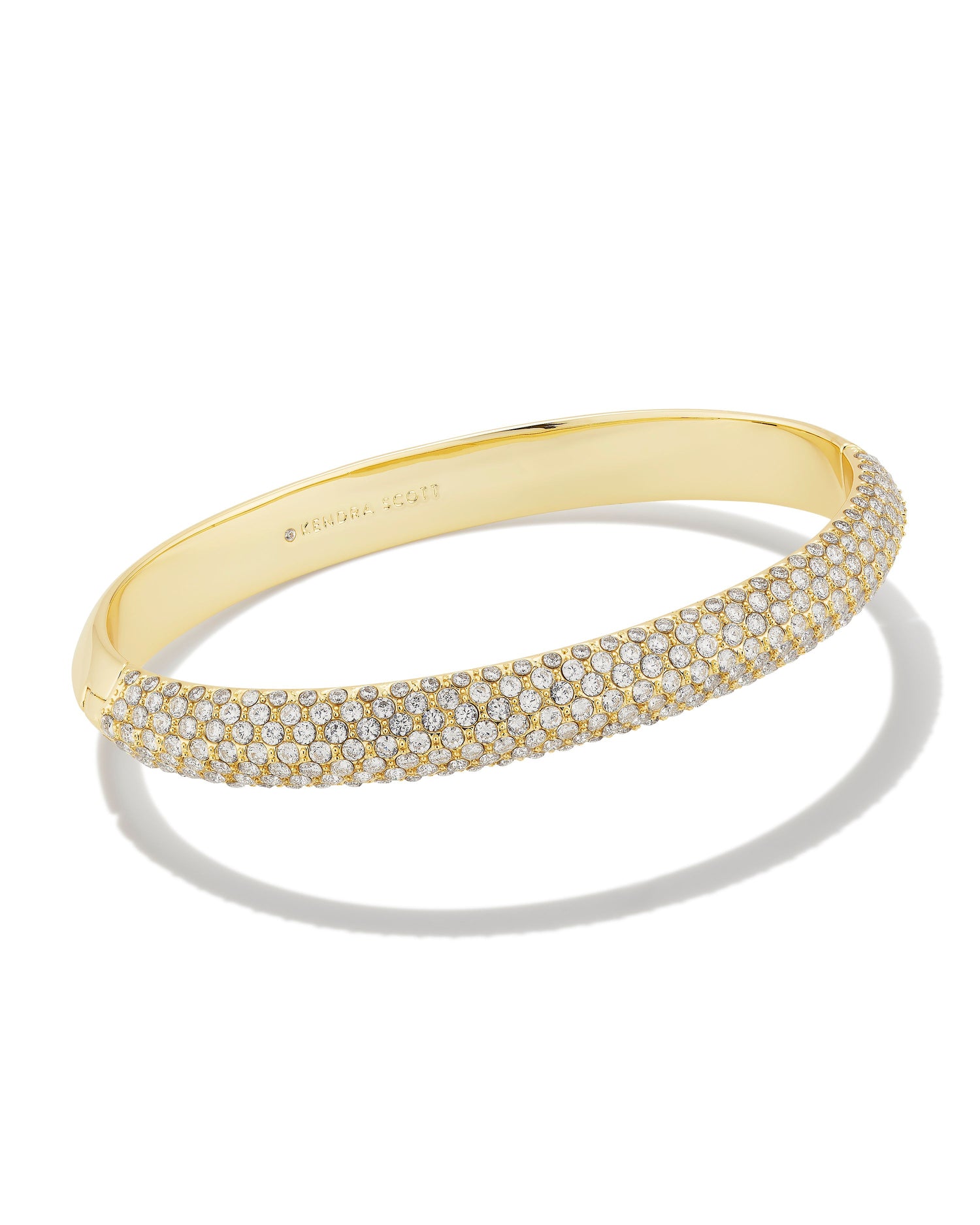 Gold bangle bracelet with clear scrystal details