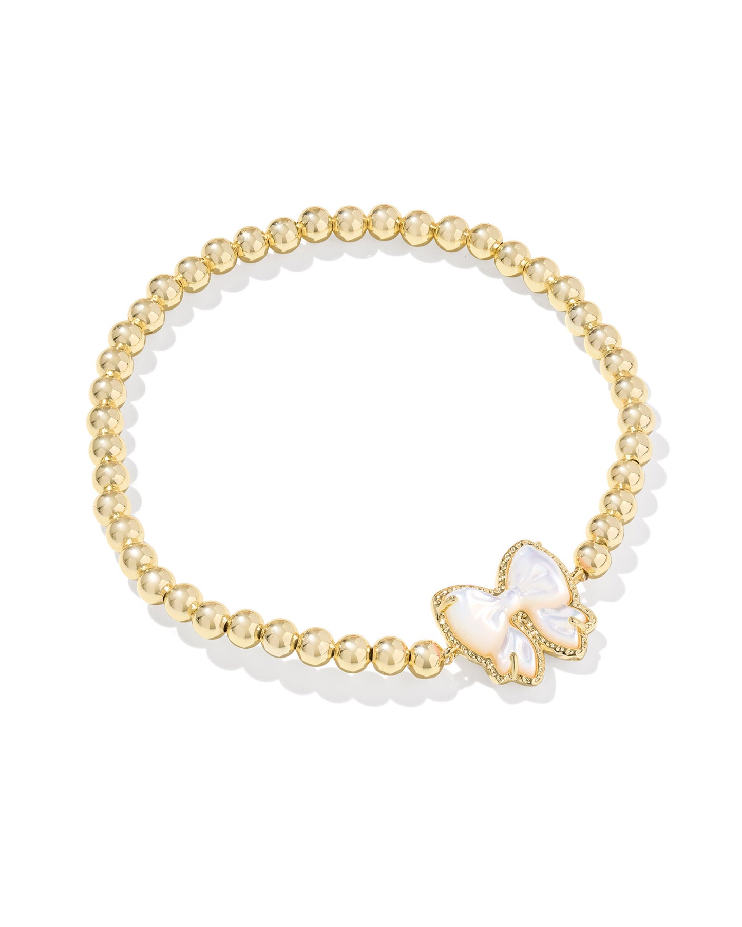 Gold white bow stretch bracelet