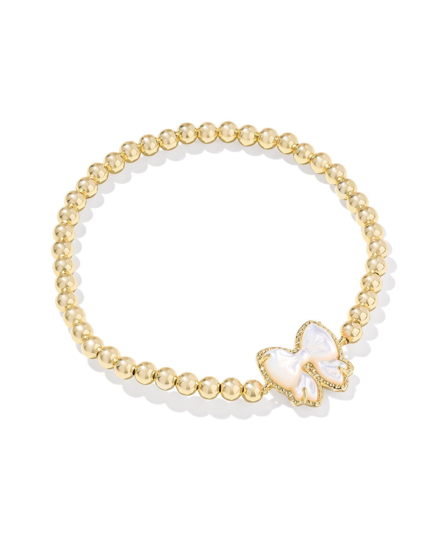 Gold white bow stretch bracelet
