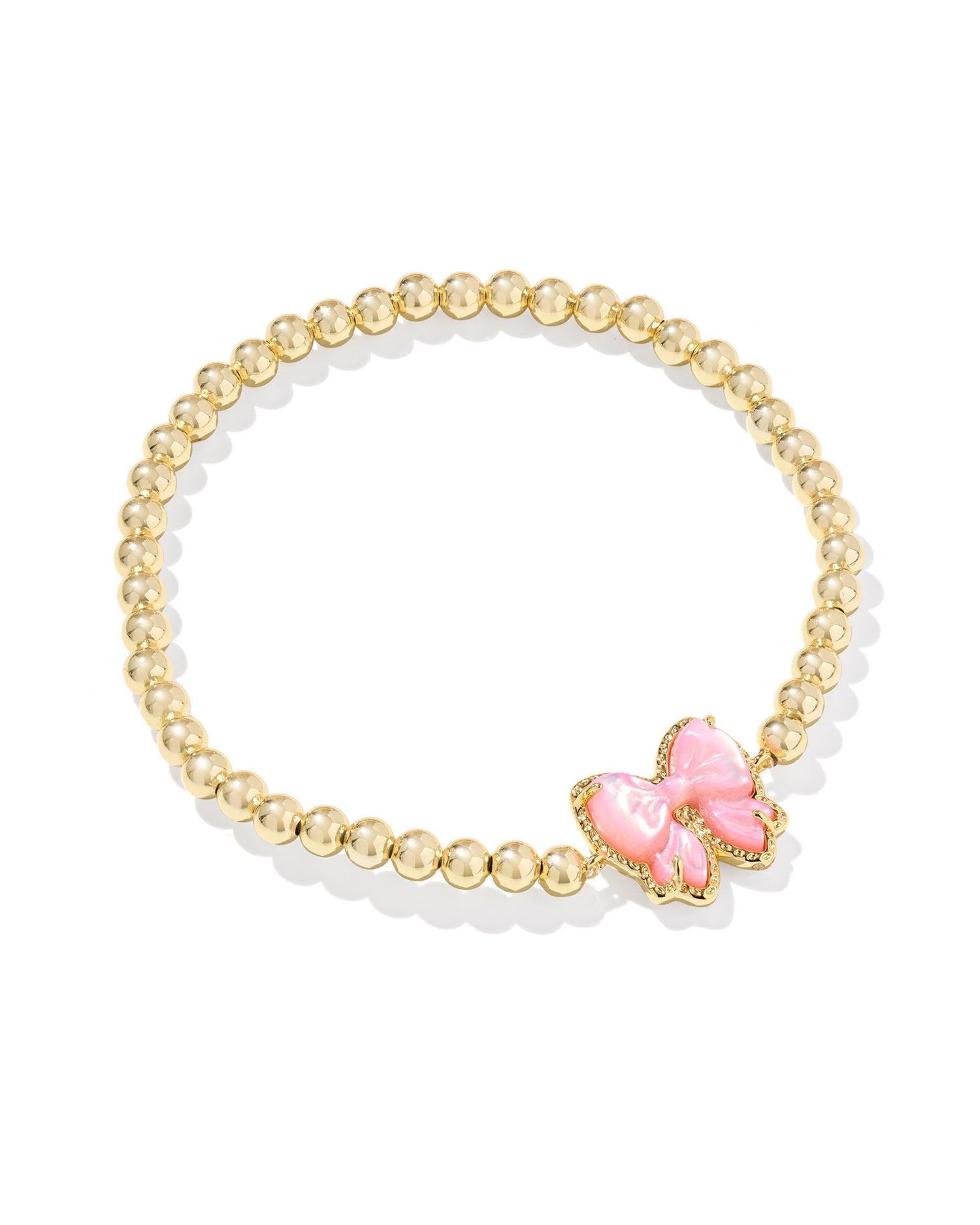 Gold pink bow stretch bracelet