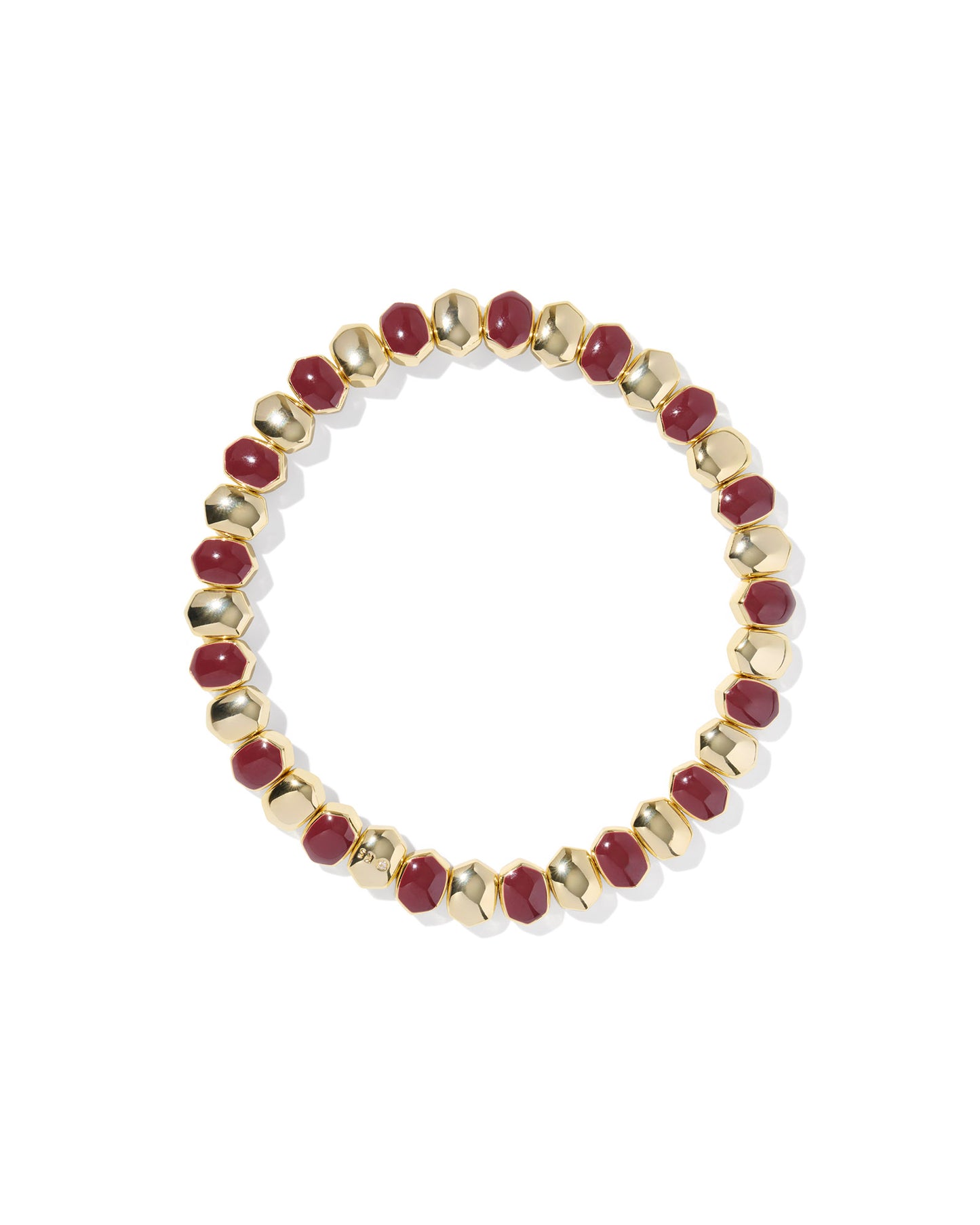 Daphne Enamel Gold Stretch Bracelet. This versatile stretch bracelet features a dainty take on our Daphne shape, with links alternating between high-shine metal and hand-painted enamel. Burgundy 