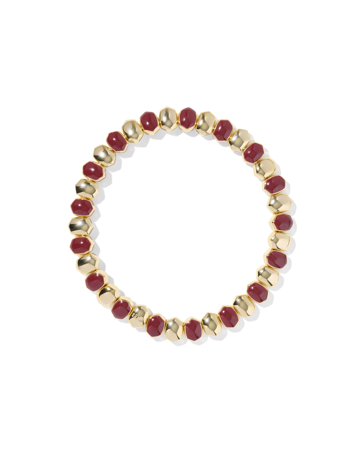 Daphne Enamel Gold Stretch Bracelet. This versatile stretch bracelet features a dainty take on our Daphne shape, with links alternating between high-shine metal and hand-painted enamel. Burgundy 