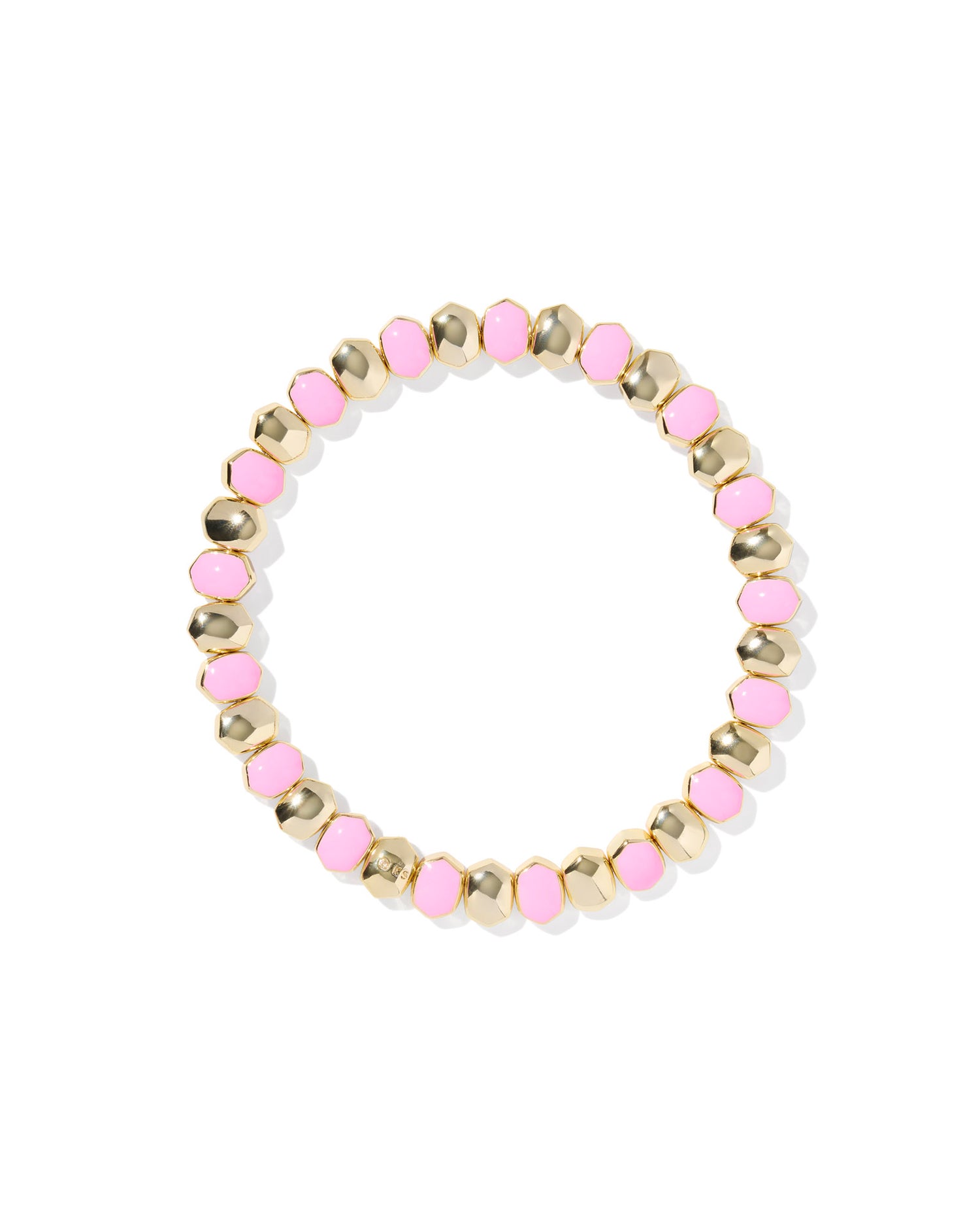 Daphne Enamel Gold Stretch Bracelet. This versatile stretch bracelet features a dainty take on our Daphne shape, with links alternating between high-shine metal and hand-painted enamel. Light pink