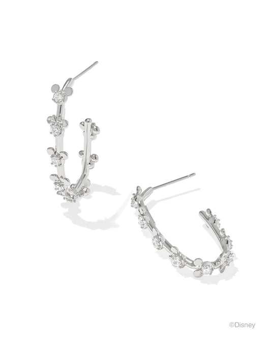Crystal studded alternating "Mickey" and "Minnie" small head pendants. Silver