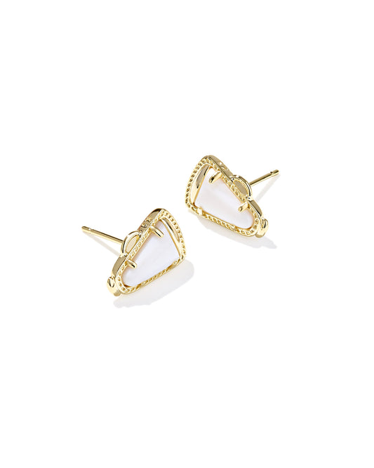 Cheer Gold Stud Earrings Featuring a megaphone shape and signature KS hoofprint detailing