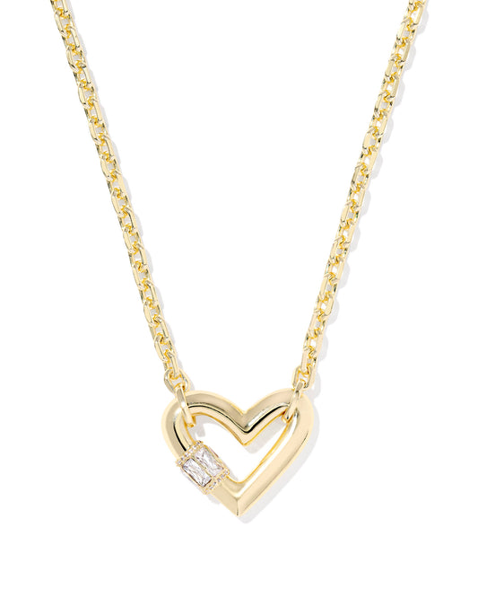 Show some love to your necklace stack with the Emery Heart Gold Short Pendant Necklace. Featuring a bold heart-shaped pendant—inspired by our bestselling Ari silhouette—studded with gorgeous baguette stones for extra sparkle, this necklace is a heartfelt take on the hardware jewelry trend.
Metal- 14k Yellow Gold Over Brass Closure- Lobster Clasp
Size- 16" CHAIN WITH 3" EXTENDER, 0.85"L X 1.03"W PENDANT