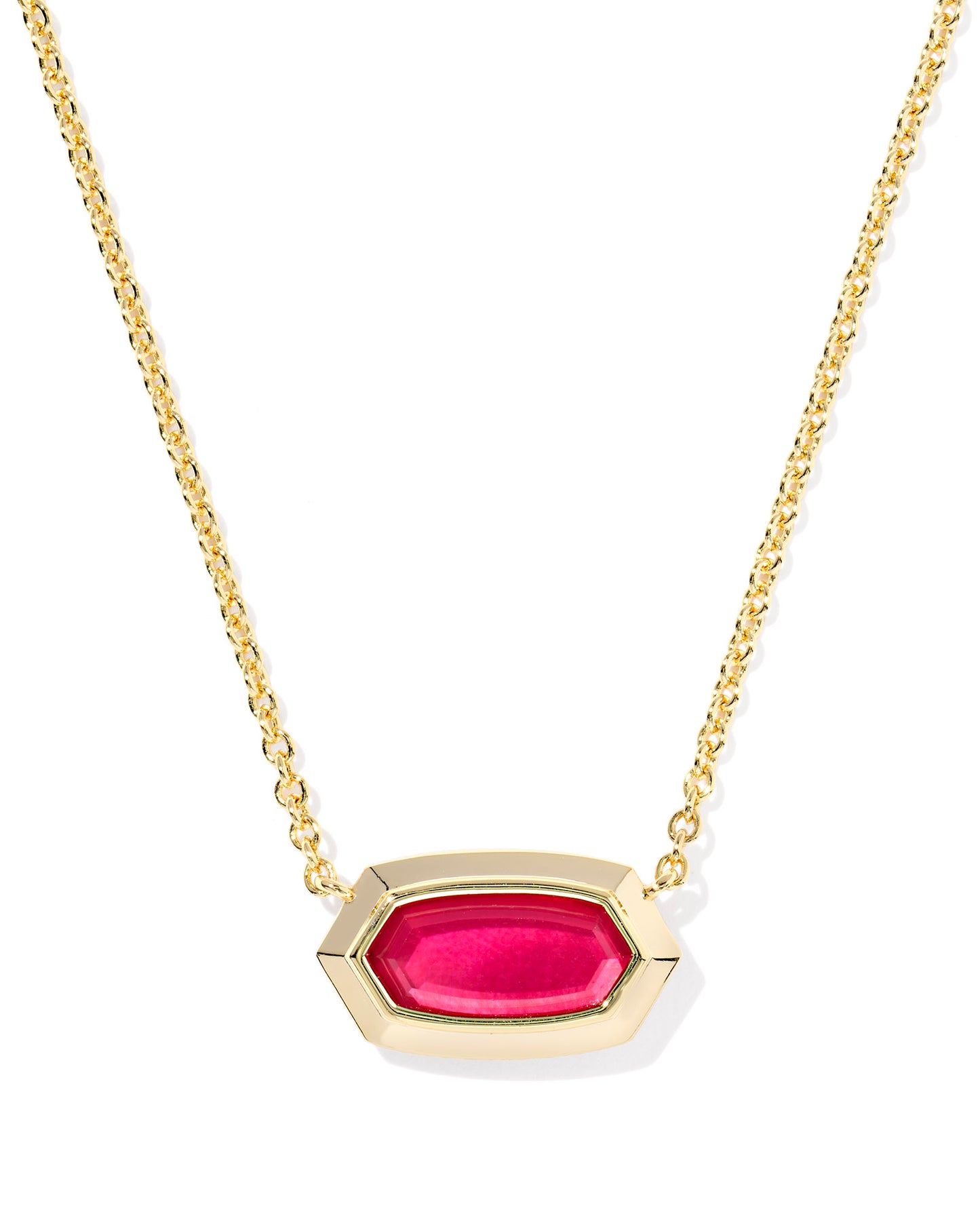 Elisa Bezel Red stone, Gold Short Pendant Necklace. Our bestselling Elisa silhouette gets a gorgeous, high-shine bezel frame that’s perfect for showcasing the shades of the season. Plus, it’s set on a dainty chain that layers well with any look. 