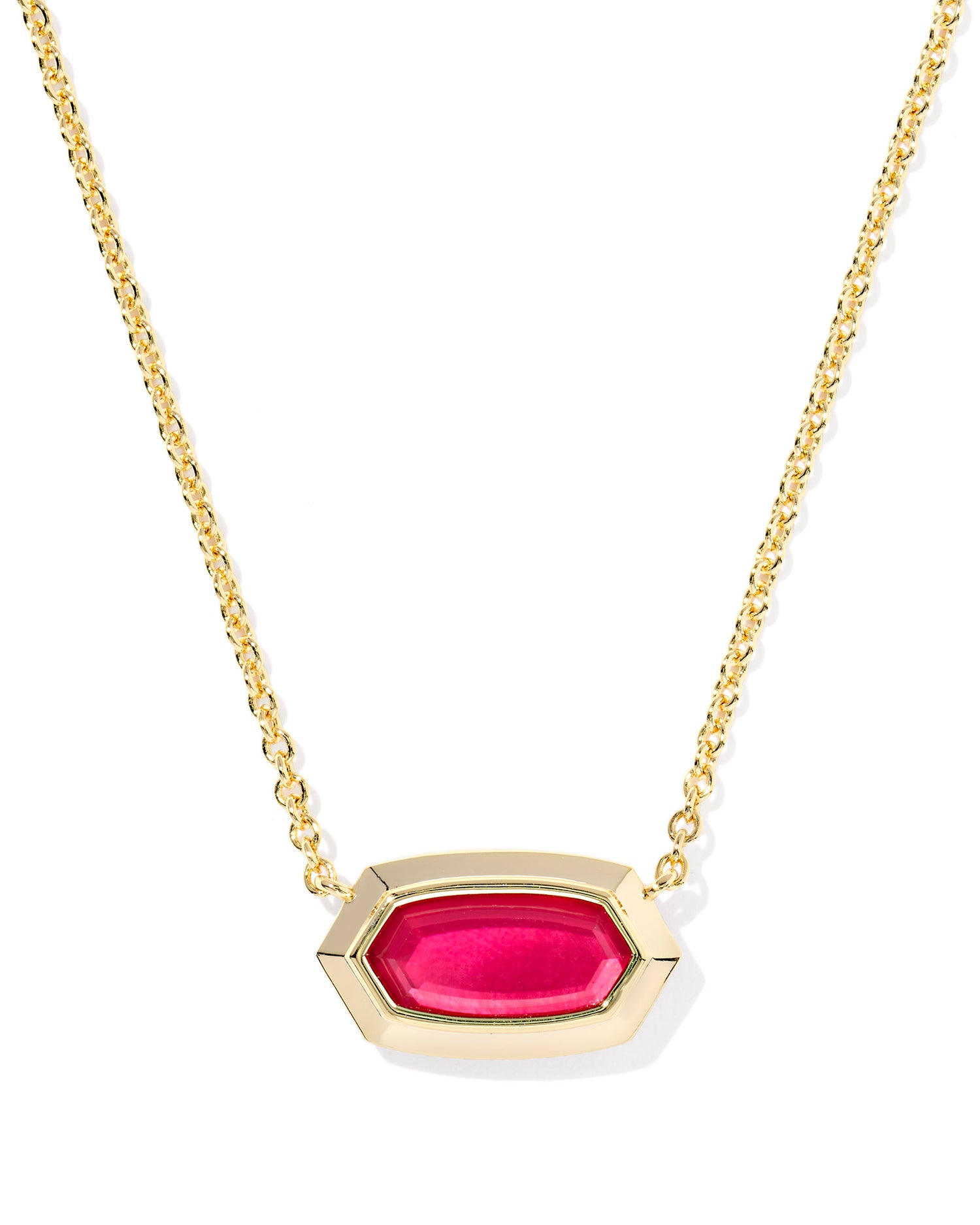 Elisa Bezel Red stone, Gold Short Pendant Necklace. Our bestselling Elisa silhouette gets a gorgeous, high-shine bezel frame that’s perfect for showcasing the shades of the season. Plus, it’s set on a dainty chain that layers well with any look. 