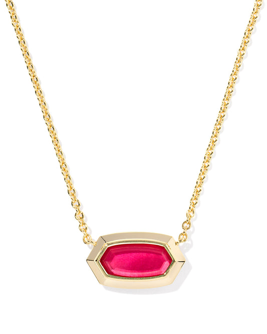 Elisa Bezel Red stone, Gold Short Pendant Necklace. Our bestselling Elisa silhouette gets a gorgeous, high-shine bezel frame that’s perfect for showcasing the shades of the season. Plus, it’s set on a dainty chain that layers well with any look. 