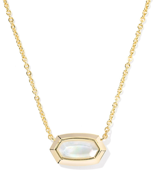 Elisa Bezel White Stone, Gold Short Pendant Necklace. Our bestselling Elisa silhouette gets a gorgeous, high-shine bezel frame that’s perfect for showcasing the shades of the season. Plus, it’s set on a dainty chain that layers well with any look.