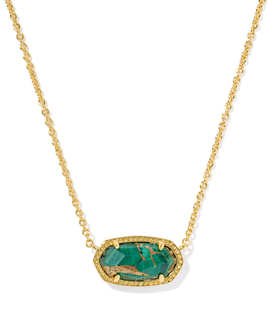 Kendra Scott Elisa Necklace Gold Bronze Green Malachite