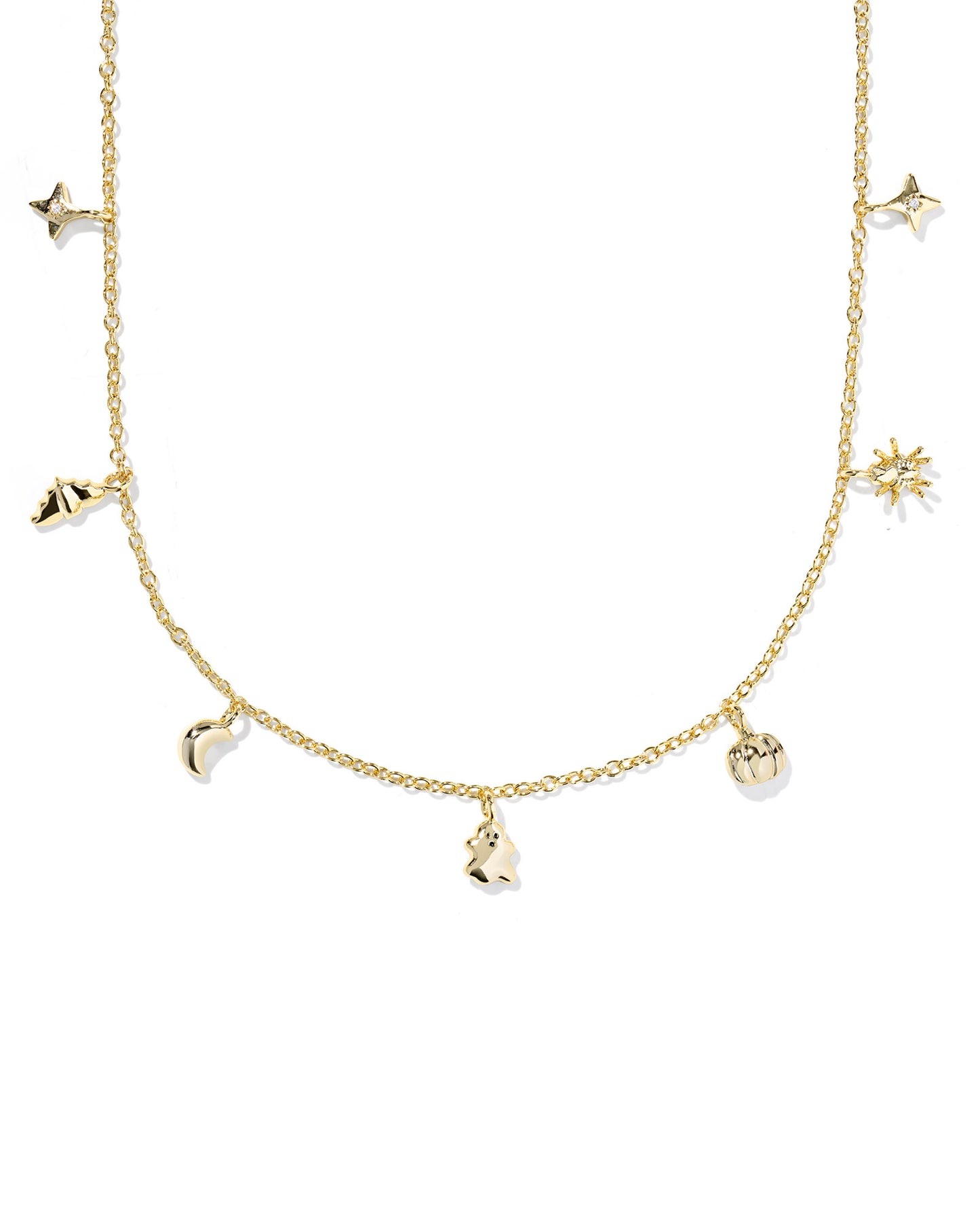 Halloween Gold Strand Necklace with halloween themed charms  