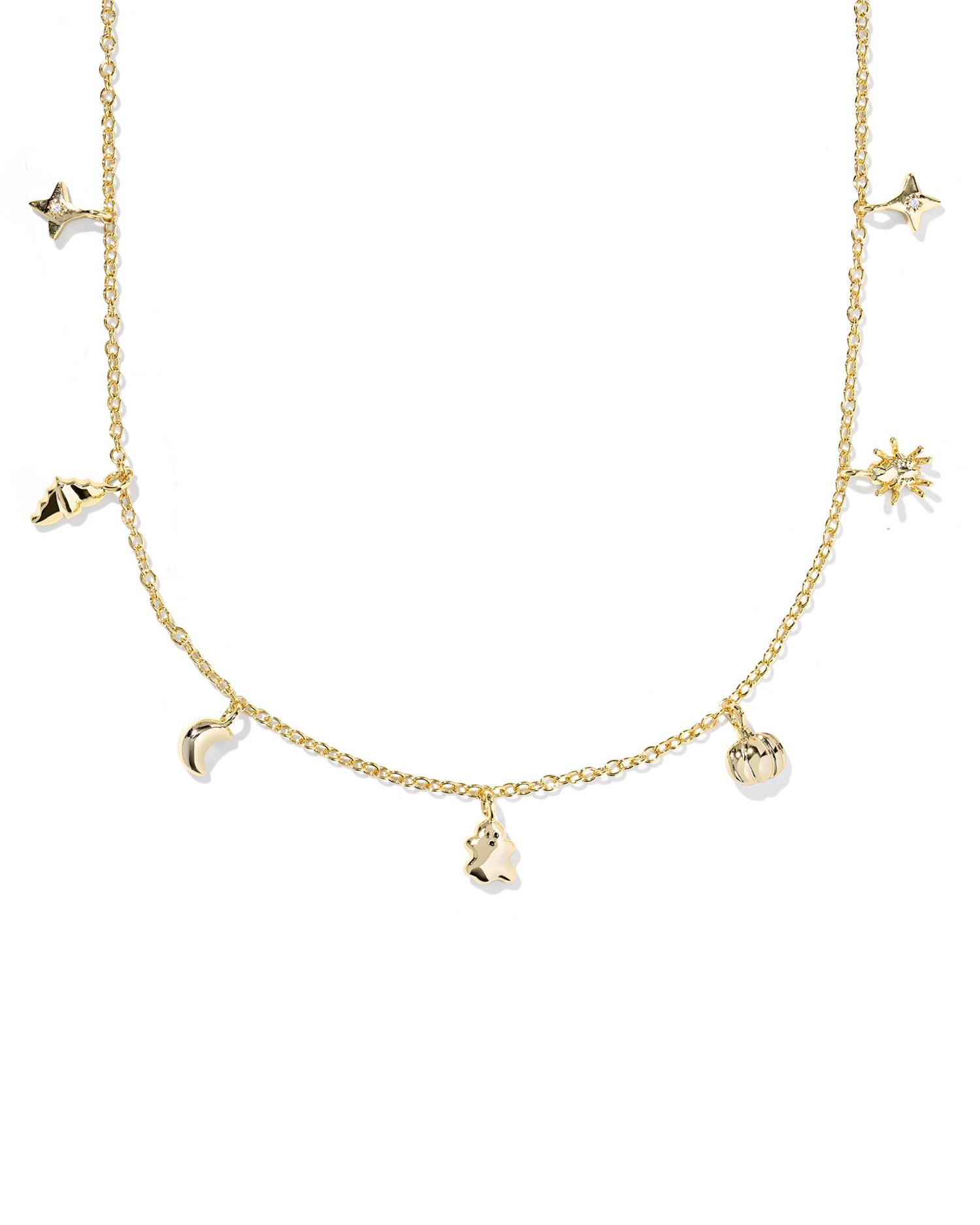 Halloween Gold Strand Necklace with halloween themed charms  