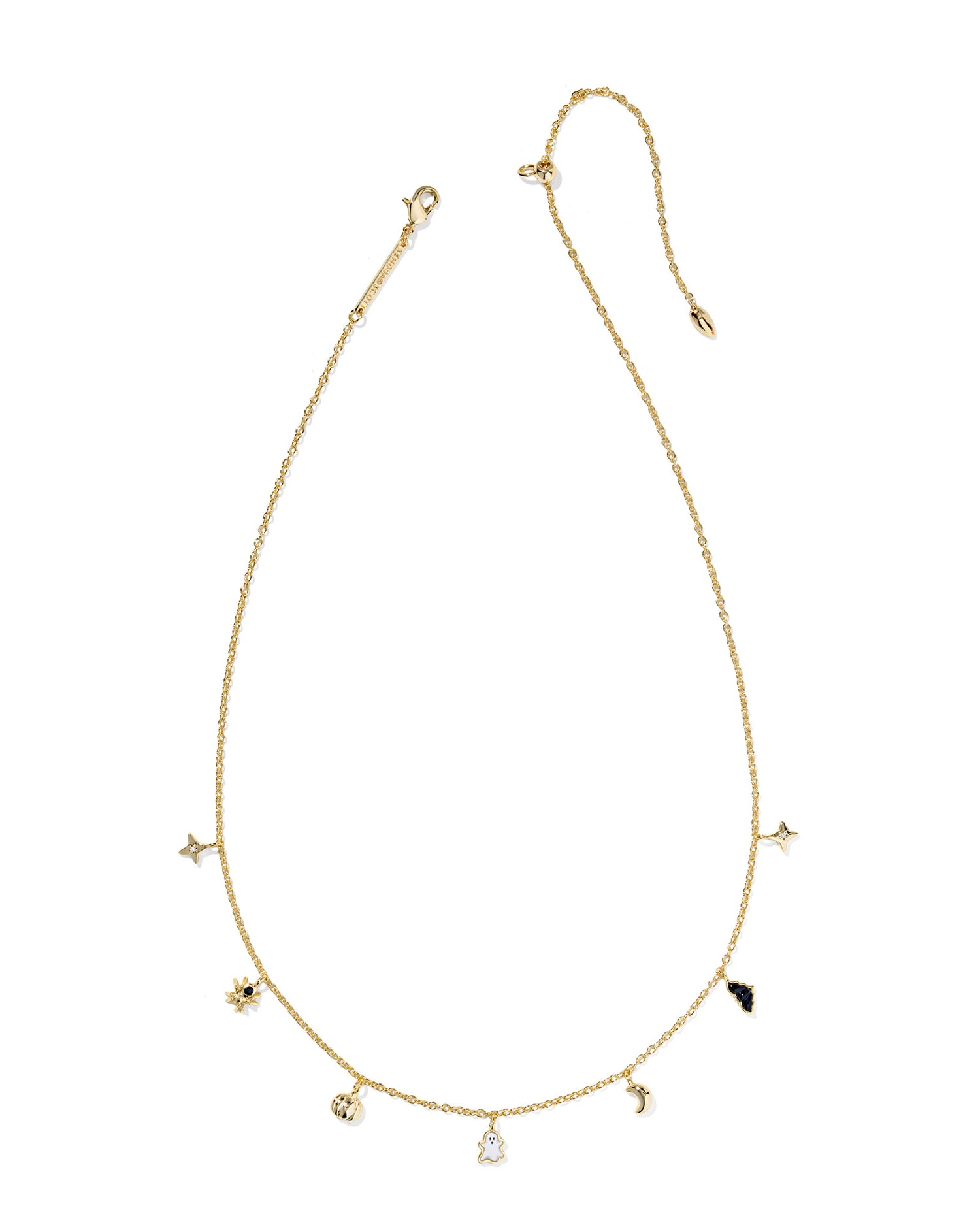 Halloween Gold Strand Necklace with halloween themed charms with clasp