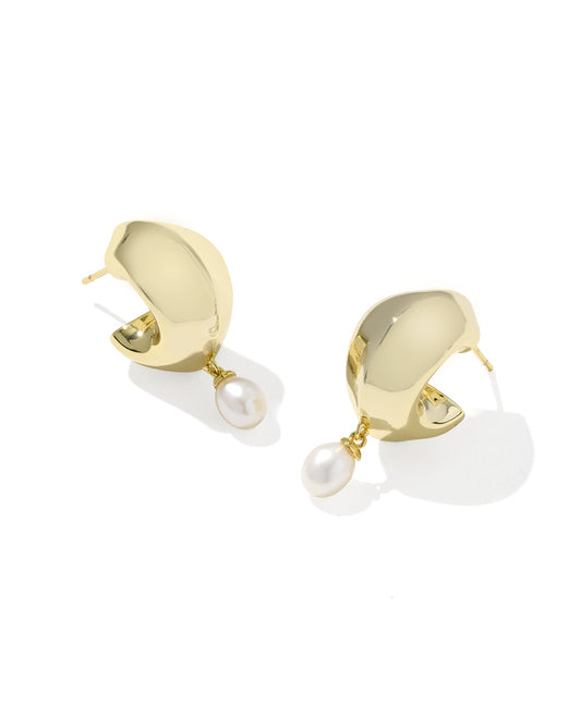 Kendra Scott Oakland Pearl Huggie Earrings