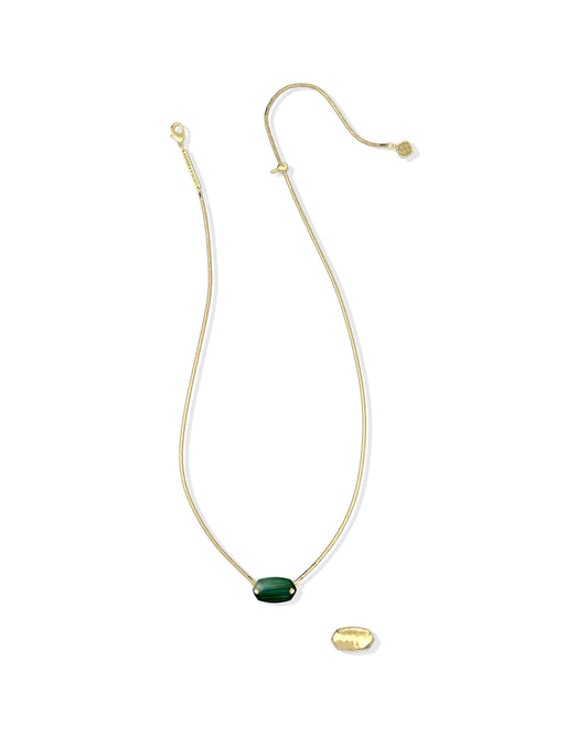 Kendra Scott Elisa Riveted Short Pendant Necklace Green Malachite
