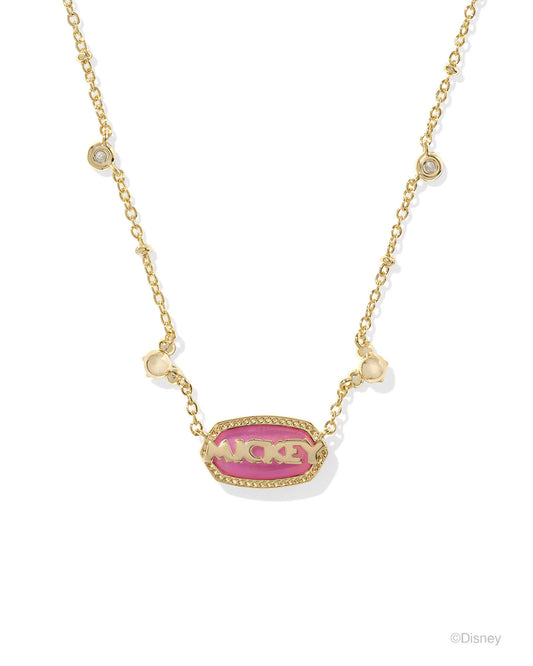 Hot Pink Drusy Stone. "Mickey" wording on reversible/back side. Small "Mickey" head shape on strand.