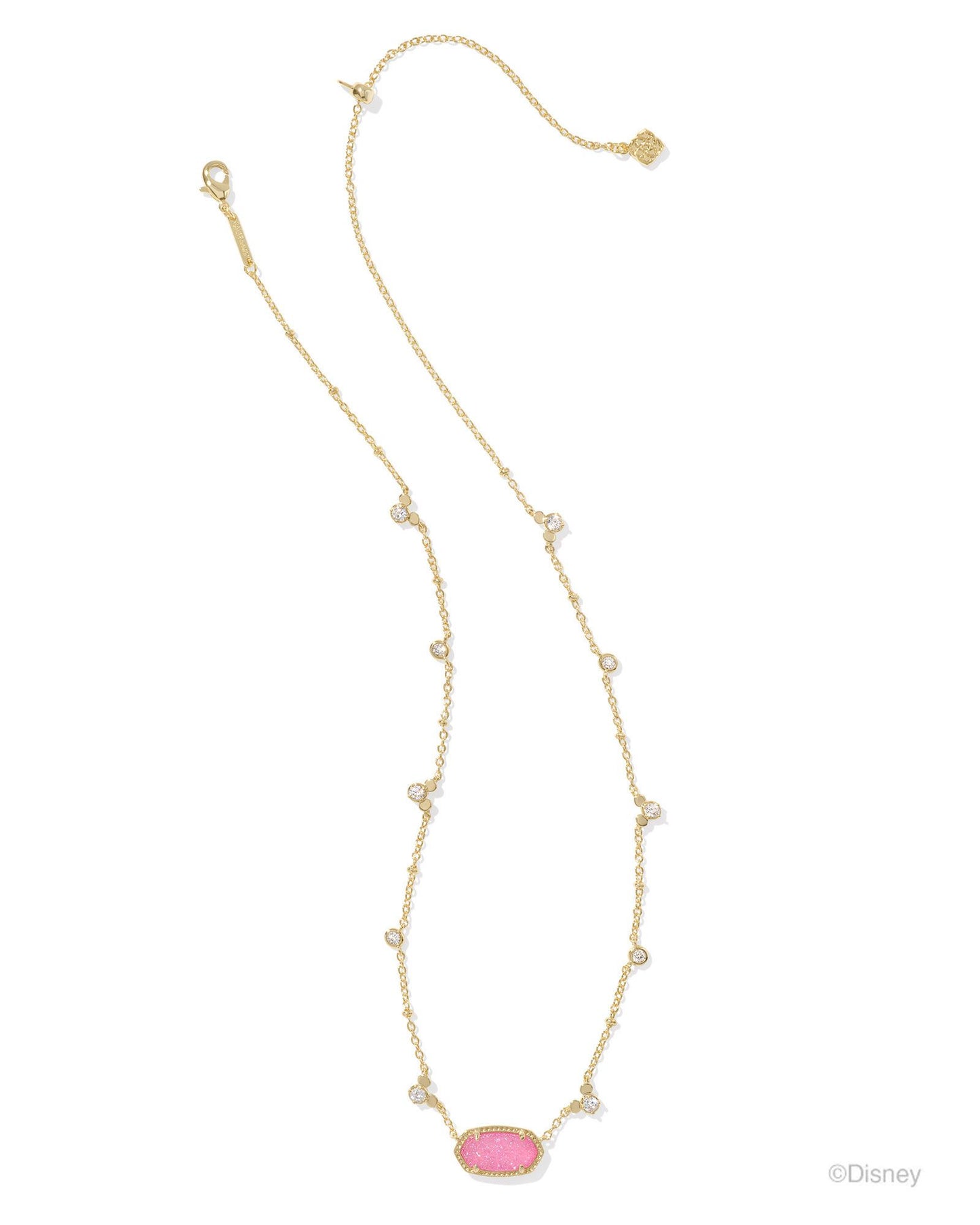 Hot Pink Drusy Stone. "Mickey" wording on reversible side. Small "Mickey" head shape on strand. 