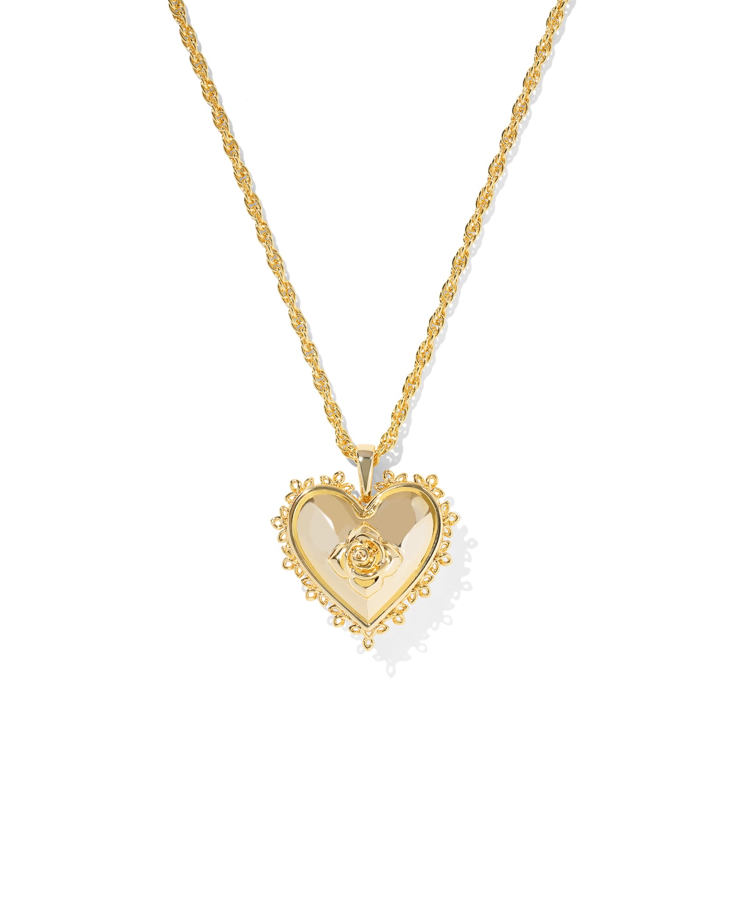 Mallory Rose Locket Short Pendant Necklace, Gold Metal, 16" CHAIN WITH 3" EXTENDER, 1.07"L X 1.02'W PENDANT