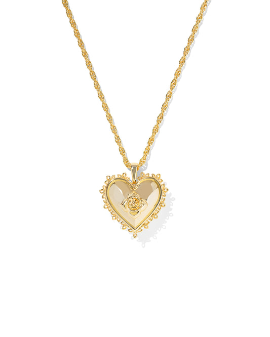 Mallory Rose Locket Short Pendant Necklace, Gold Metal, 16" CHAIN WITH 3" EXTENDER, 1.07"L X 1.02'W PENDANT