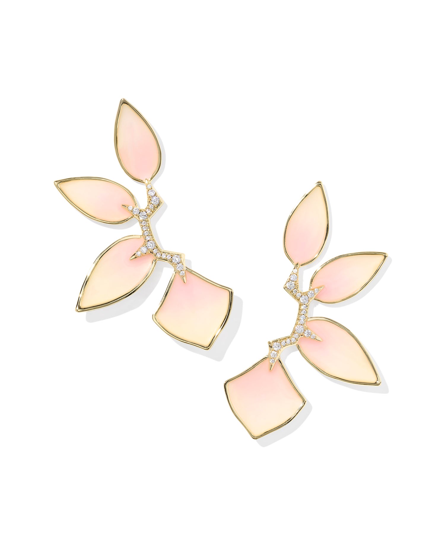 Statement earrings. Light pink stones, 4 different set of stones. 