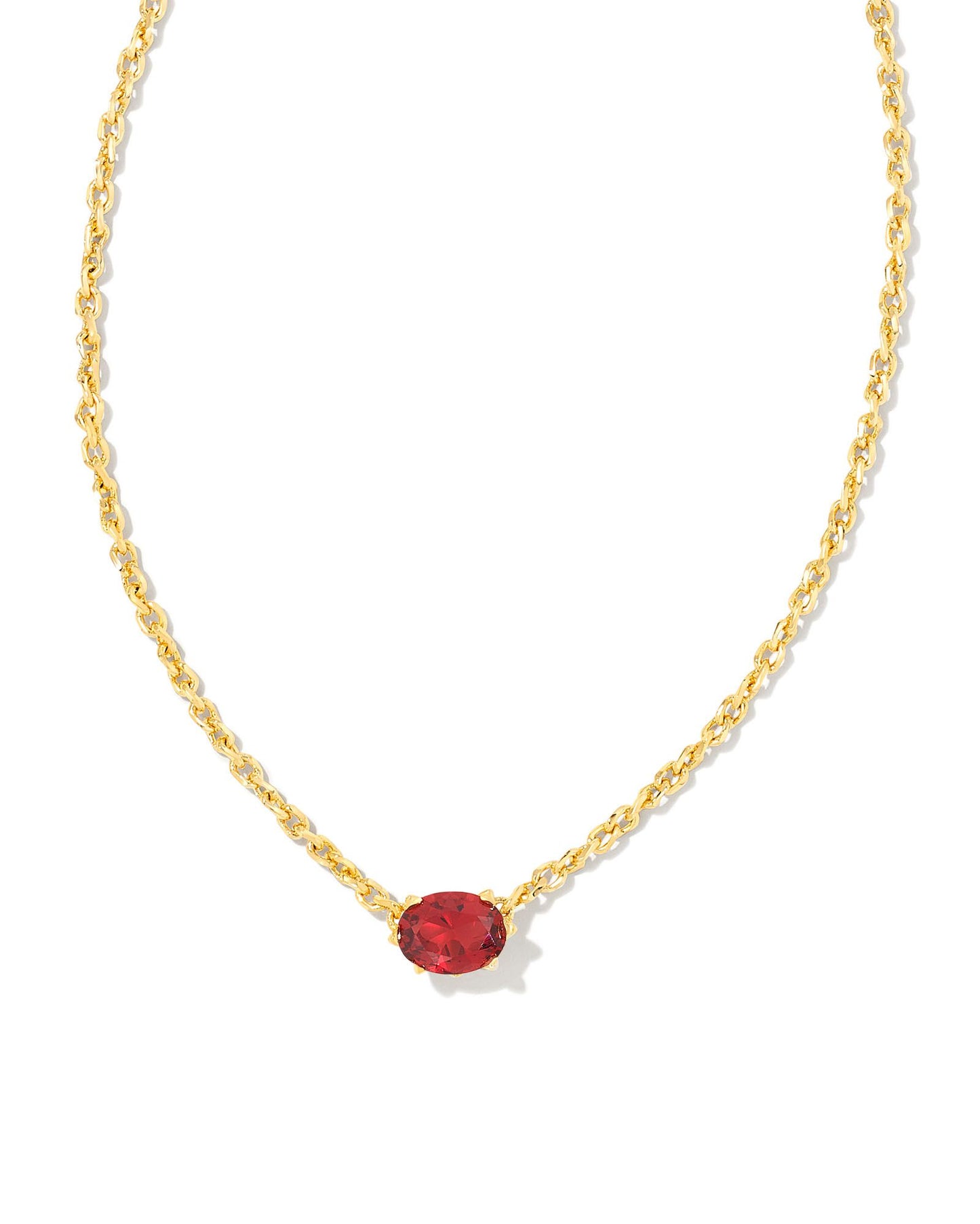 Gold Chain with Small Burgundy Pendant