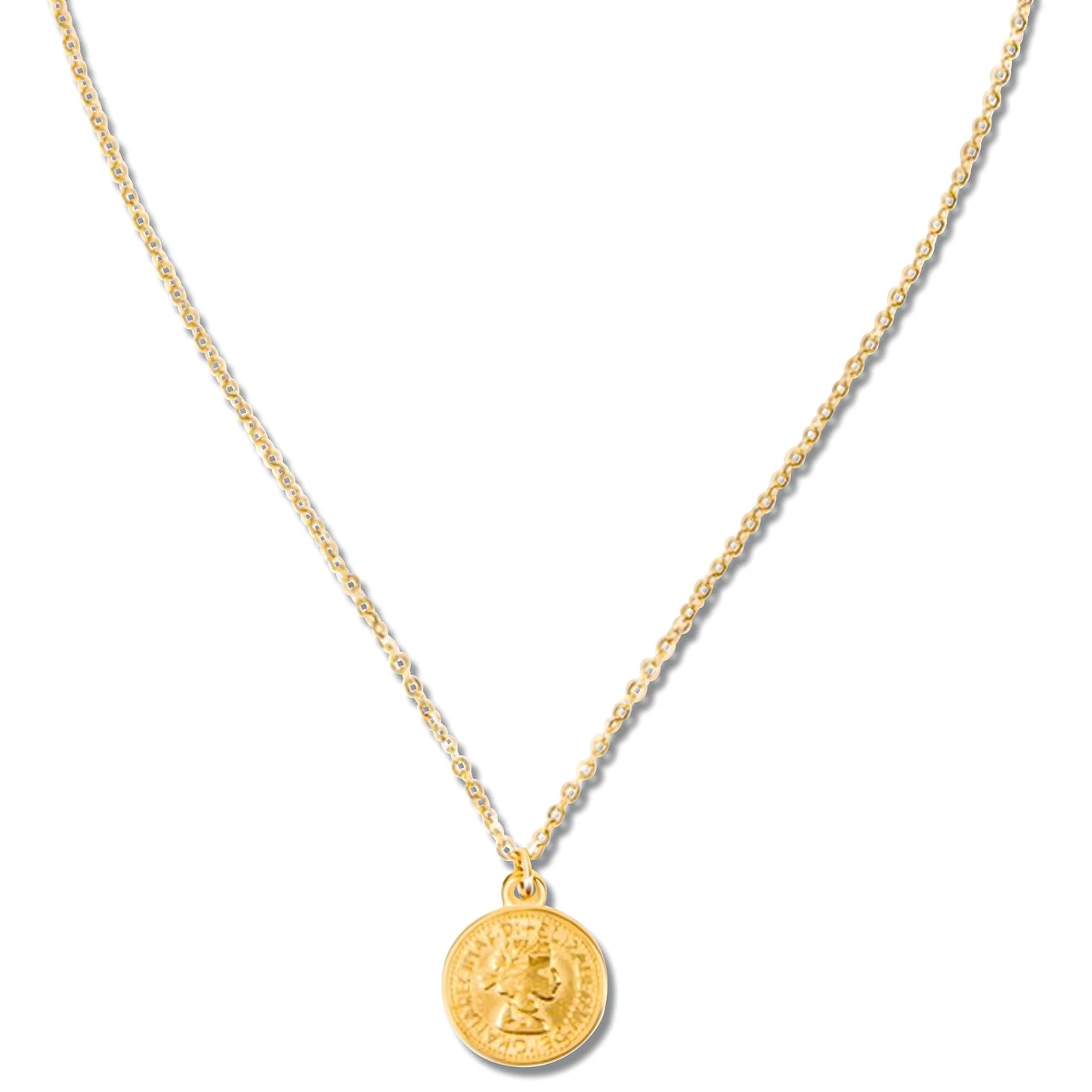Gold Necklace with coin pendant 