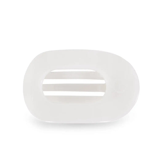 small flat round hair clip in coconut white color