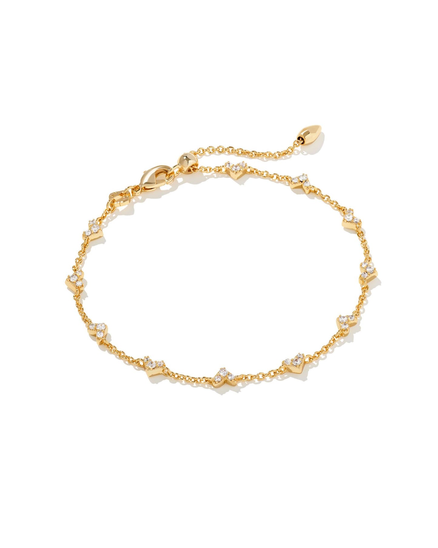 Haven Gold Crystal Heart Delicate Chain Bracelet