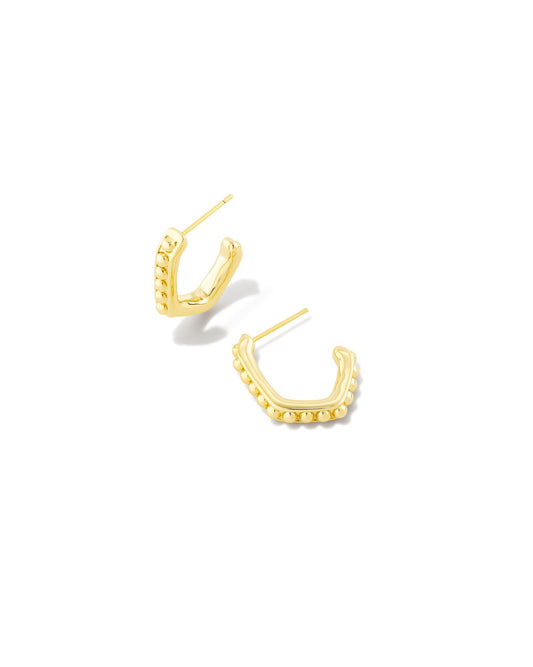 An elongated shape and sleek metal beads make the Lonnie Beaded Huggie Earrings in Gold an exciting new addition to your earring collection. Gold Color