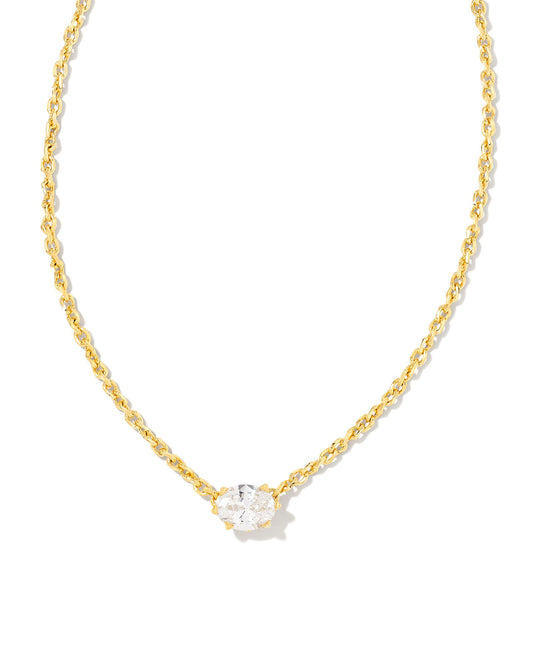Gold chain necklace with crystal pendant