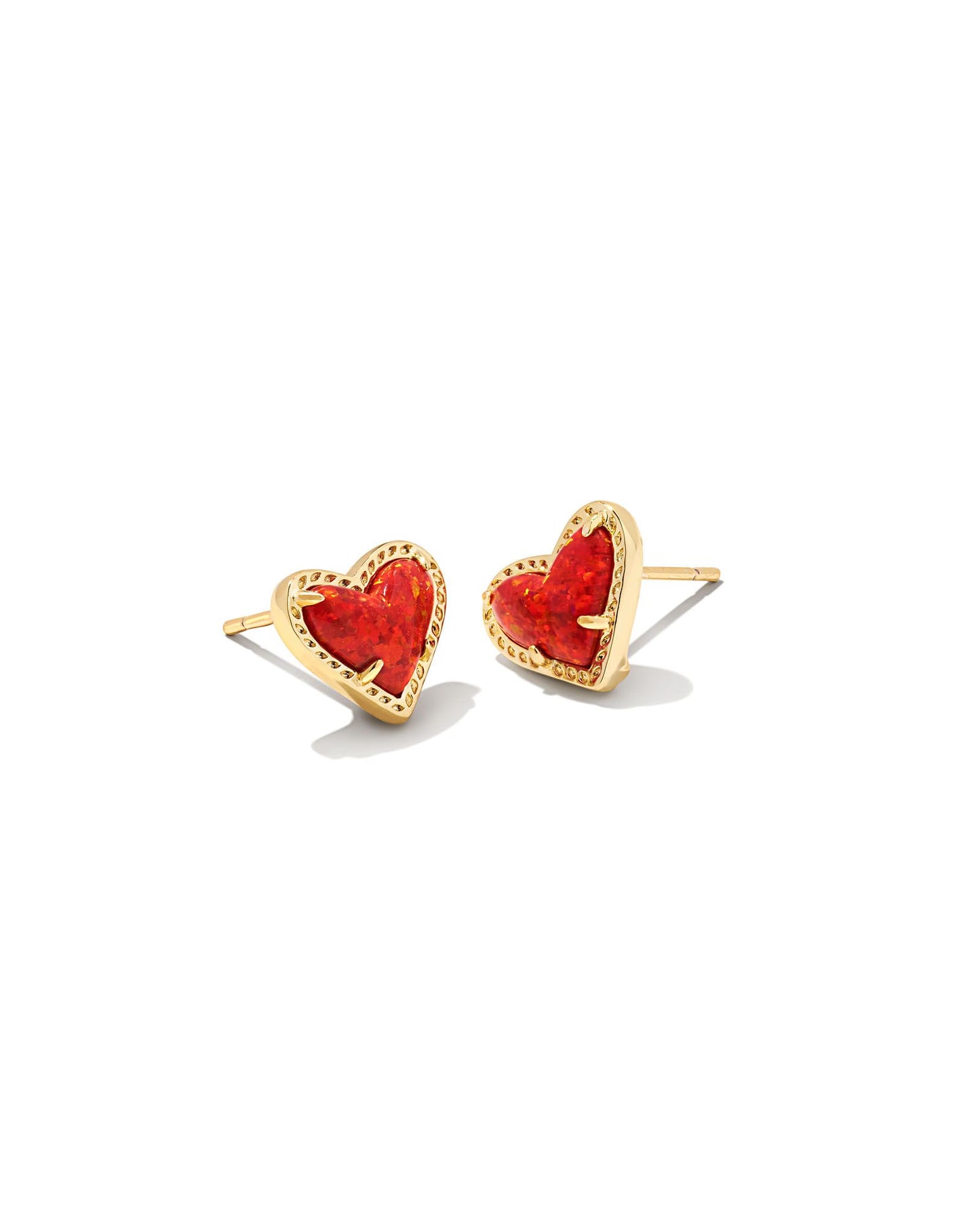 Kendra Scott Ari Heart Red Kyocera Stud Earrings