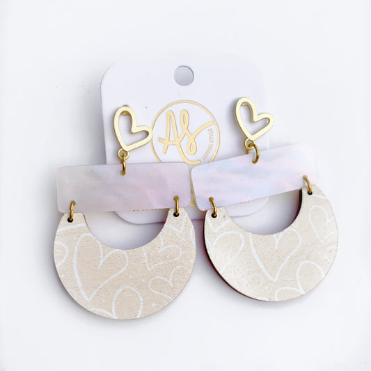 Audra Style Madeline Pearl Hearts on Cream Earrings