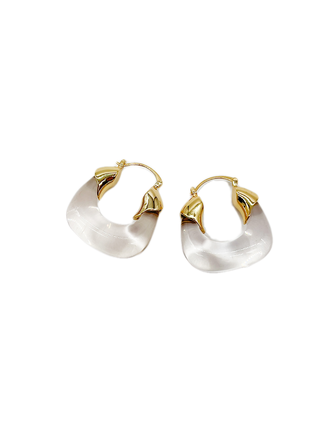 Chunky Crystal Clear/ Gold Hoop Earrings