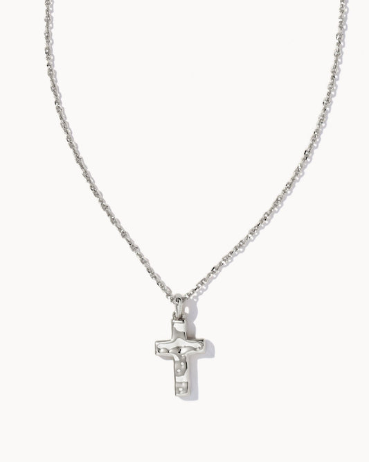 Silver Chain Necklace with Fully Silver Cross Pendant