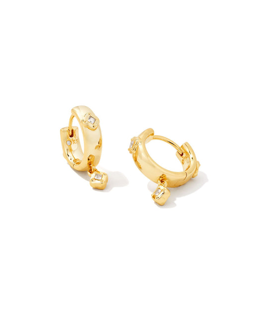 Joelle Huggie Earring Gold White Crystal