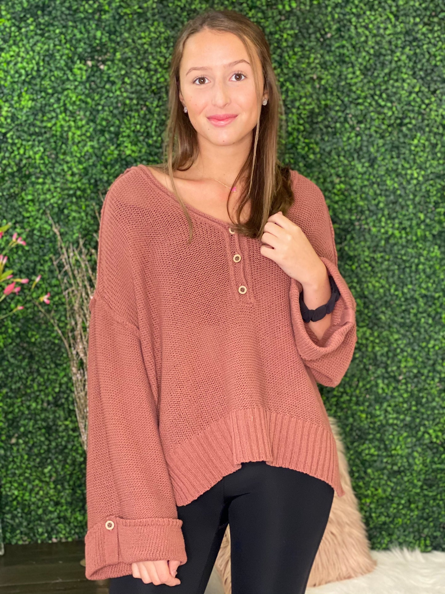 Penelope Cuff Sleeved Button Down Sweater