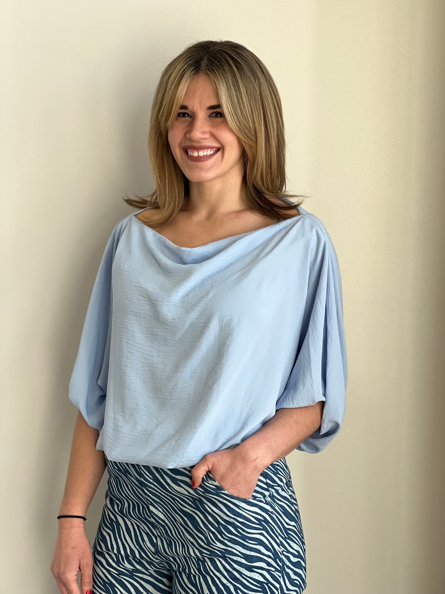 Polly Periwinkle Boat Neck Blouse