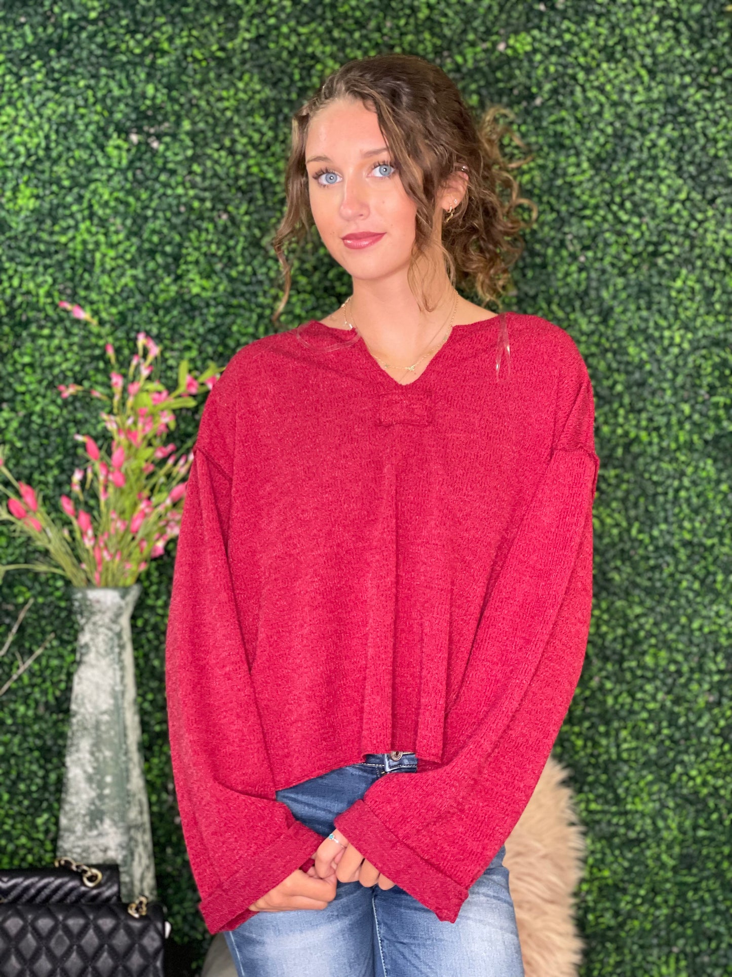 Vivianne V-Neck Wide Sleeve Sweater