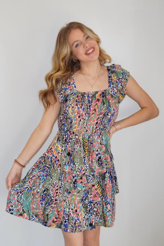 Elana Wild Floral Ruffle Dress