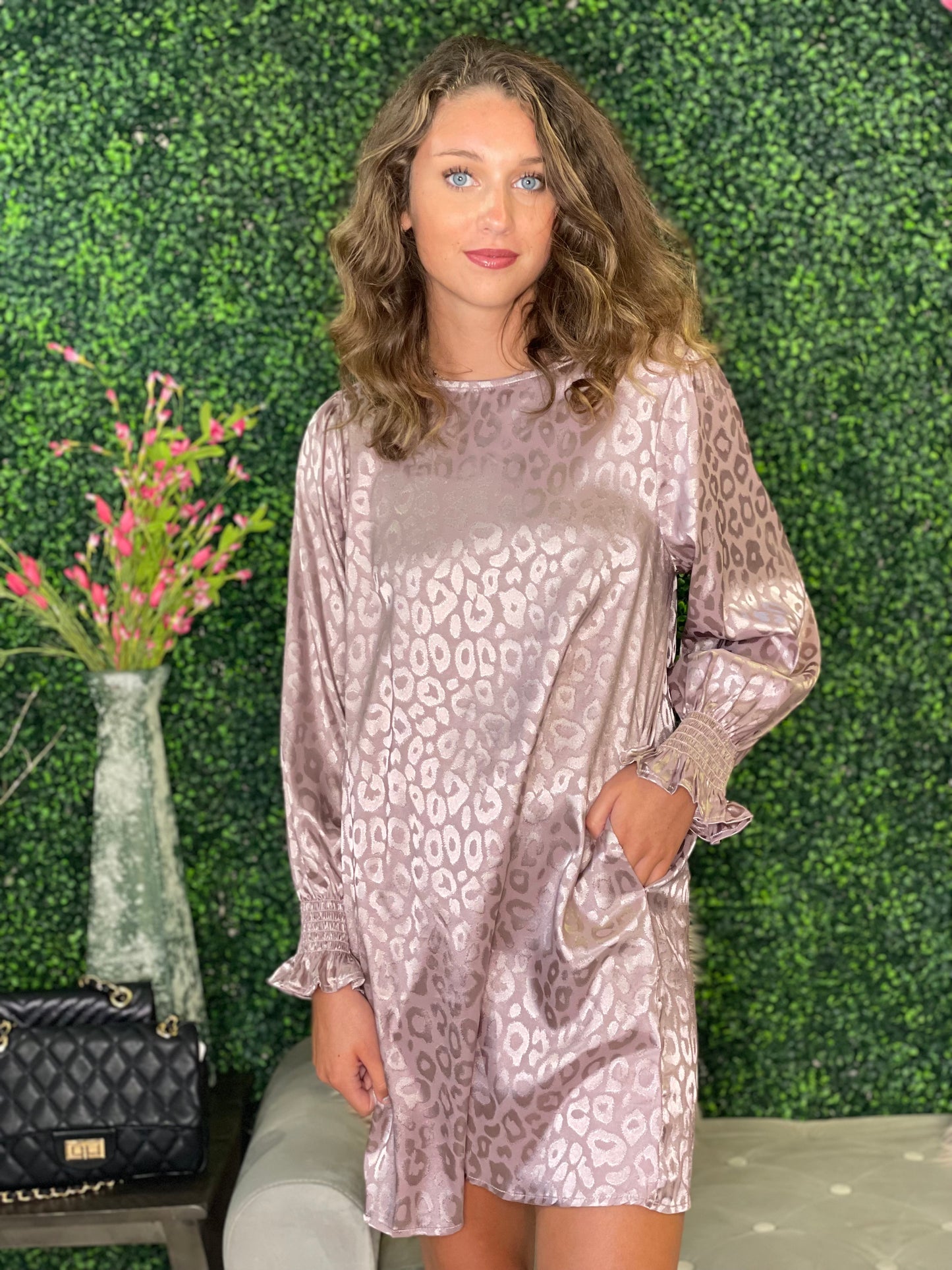 Chelsea Cheetah Muave Dress