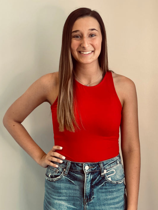 Ruby Red Knit Bodysuit