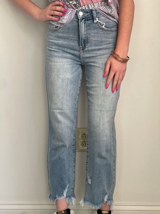 Leticia High Waisted Crop Straight Leg Jeans