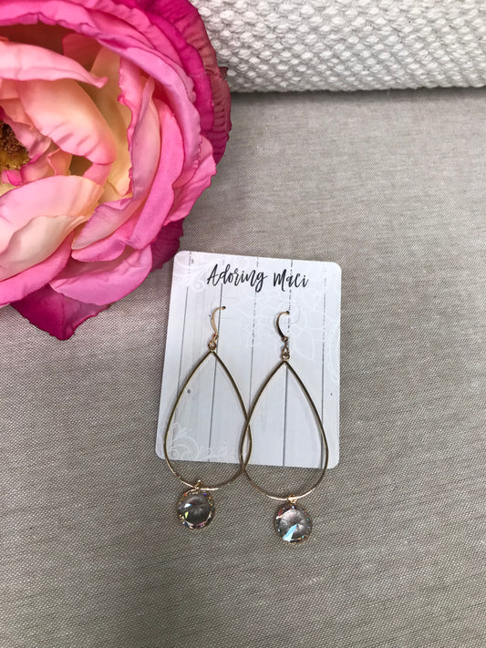 Olive Open Gold Teardrop Earring