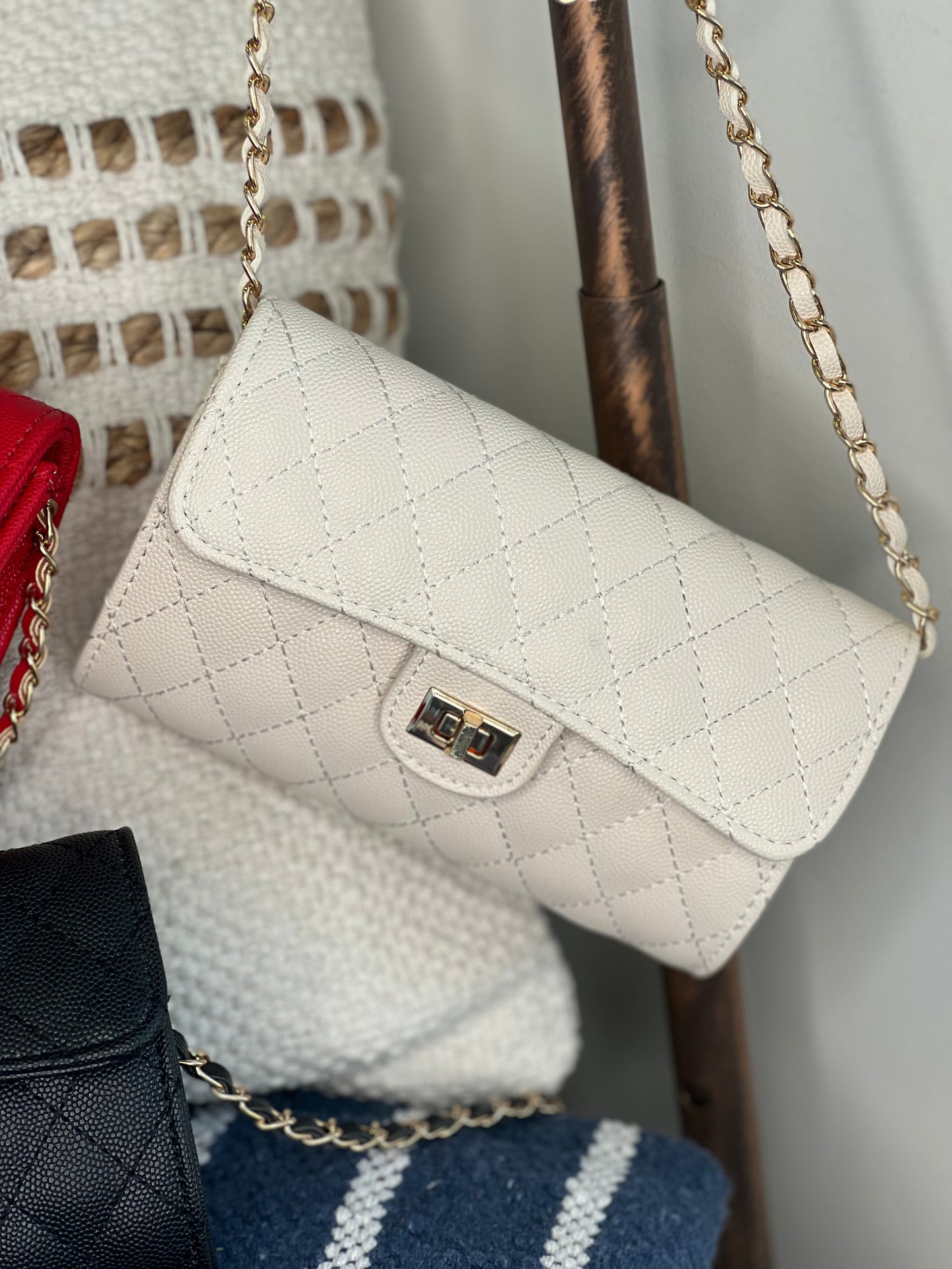 Quilted Stitched Crossbody Bag/ Clutch