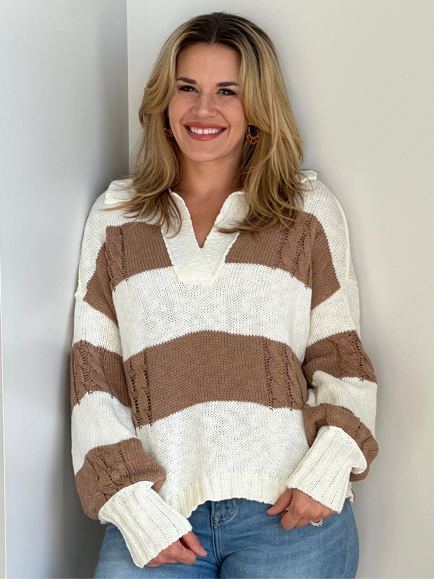 Eve Rugby Cable Knit Sweater