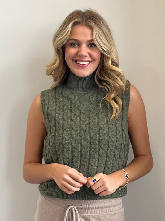 Kate Turtleneck Crop Sweater Olive