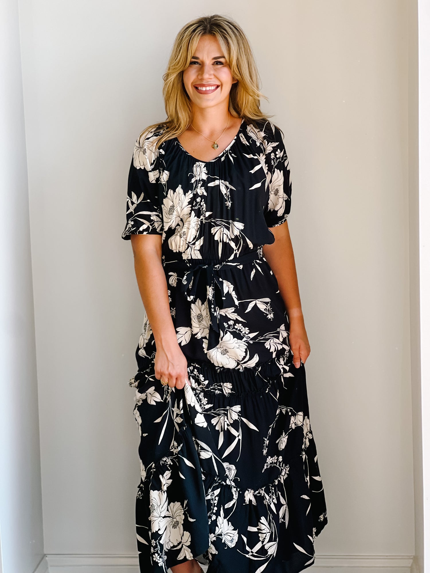 Leah Floral Maxi Dress Black Leah Floral Maxi Dress Black