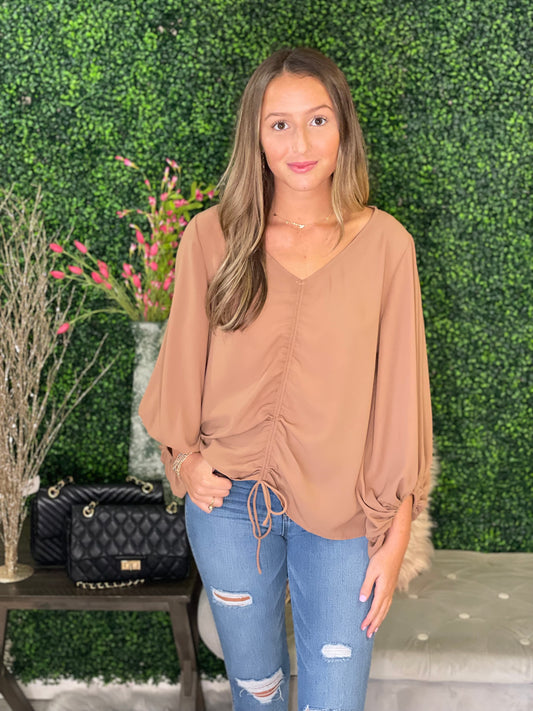 Taunee Ruched Puff Sleeve Top